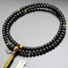 念珠 Dot Comme Des 曹洞宗 Buddha Mala Bead Men's The Double Ebony (Rustic) Tiger Eye Stone 銀輪 String Tassels [AAA Mala Zen Fighters 念珠 Kyoto 108 Ball Double Row Tiger Eye Stone Tiger Eye 101440016] [Mala Bag Gift]