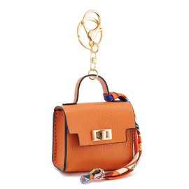 ZOOEASS Mini Backpack Keychain Women,Small Change Pouch Coin Purse Twist-Lock with Key Headset Bag（Orange）
