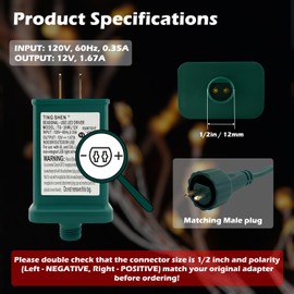 Goodsby Class 2 LED Transformer for Christmas X-Mas Tree Lights, Holiday Lighting, LED String Light 12V 1.67A Power Supply 20W Raintight US Plug Power Adapter UL-Listed TS-20WL12V (Right Positive)