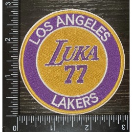 3” LUKA DONCIC 77 LOS ANGELES LAKERS IRON ON PATCH BASKETBALL