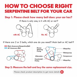 MOCA 7PK1732 EPDM Serpentine Belt fits for Acura 2007-2011 RDX 2.3L, 2012 RDX 2.3L, 2013 RDX 3.5L, for Dodge 2003-2004 Viper 8.3L, for Honda 2002-2006 CR-V 2.4L