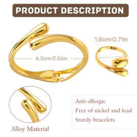 GUSXPPD Women's Gold Drop Bracelet, Water Droplet Wide Bangle Bracelets and Ring, Elegant Design, Versatile Jewellery for Any Occasion, Alloy Steel, No Gemstone