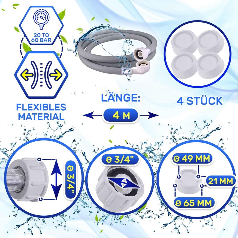 Inlet Hose Washing Machine and Dishwasher 4 m 25°C from