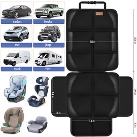 Spotmart Car Seat Protector Covers for Child Car seat mat, 600D Waterproof Non-Slip with Storage Pockets, Cushion Protectors Large Size, Prevent Dirt Scratches (Black 2)