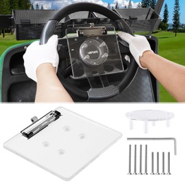 AIPSET Golf Cart Scorecard Holder w/Pencil Holder Compatible with EZGO Club Car Yamaha and Other 5-6 Holes Golf Cart Steering Wheel, Firmly Clamp & Adjustable Pen Spring Loop, Easy to Install & Record