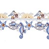 Generisch Maritime Stangendeko Muscheln Seepferdchen blau Plauener Stickerei (17x96 cm)