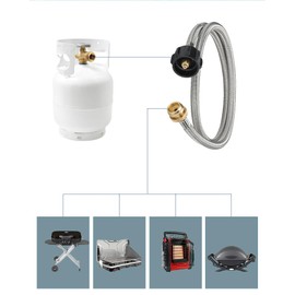 Campingmoon Propane Adapter Extension Hose for 5-40LB QCC Propane Tank to Oven Heater Stove Length 1.2m PZ-105