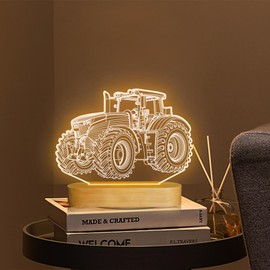 Attivolife Truck Illusions Night Lamp, Tractor, Warm Colour Hologram Lighting, USB Charging Table, Desk, Bedroom Decoration, Creative Gift for Children, Boys, Men