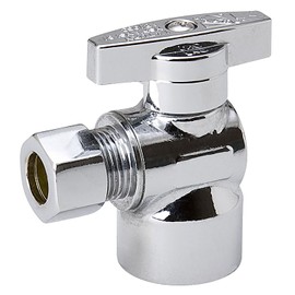 B And K Industries 190-232HC 1/2" Fip X 3/8" Comp Chrome Plated Brass 1/4 Angle Turn Valv