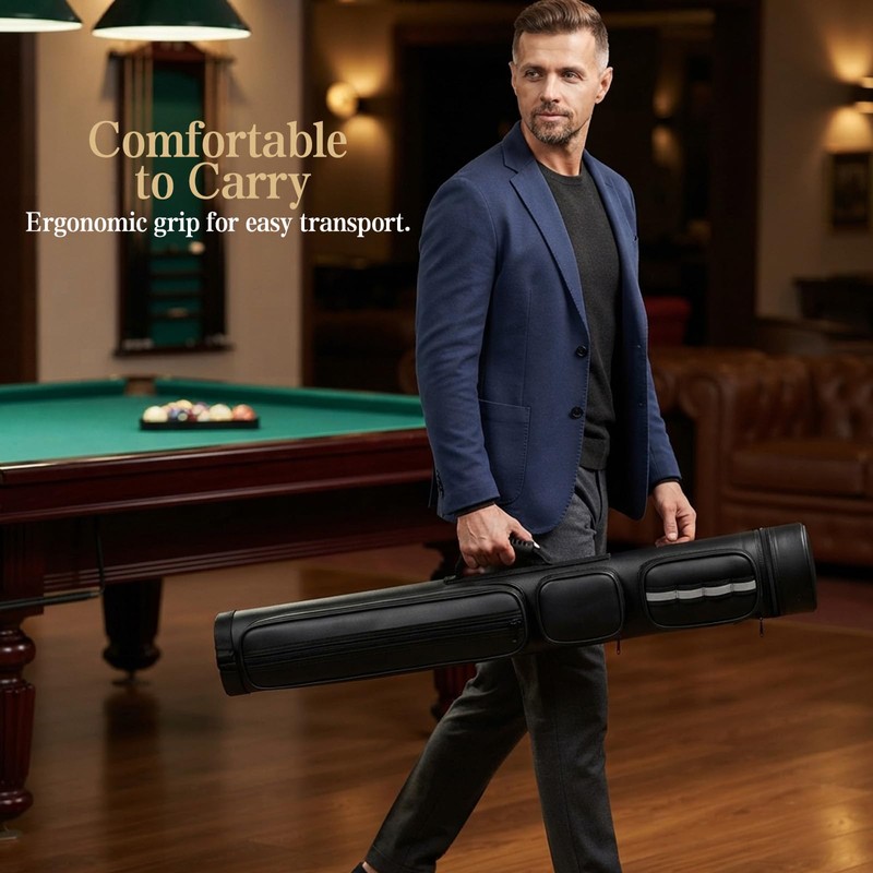 2x2 Leather Pool Cue Case for 2 Butts & 2