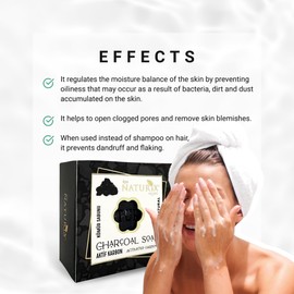 LIMOPA Coal Organic Bar Soap Moisturizing Soap Made from Natural Oil | Hair Hand Face Body Bath Wash | Skin Care Cleanser Shampoo