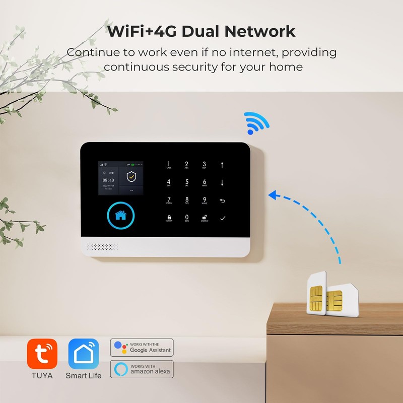 XNY 4G Wireless Home Alarm System, Wireless Alarm System Home