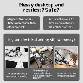 Yiaqa Magnetic Cable Organizer Set, 8 Pcs Easy Adhesion Desk & Wall Mount Holders for Mobile Phones and USB Cables, Perfect for Office, Kitchen, Car, and Bedside Use (White)