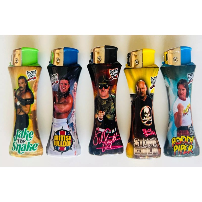 WWE 5 WWE WRESTLER Refillable Curve Lighters Different Designs Without