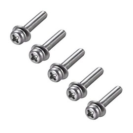 sourcing map M4 x 25mm Stainless Steel Phillips Pan Head Machine Screws Bolts Combine with Spring Washer and Plain Washers 5pcs