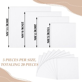 20 Pcs White Embroidery Cotton Fabric Squares Precut Natural White Cross Stitch Fabric Embroidery Cloth Fabric for Embroidery Garment Craft Needlework DIY Handicrafts Decoration, 5.9/7.9/9.8/11.8 Inch