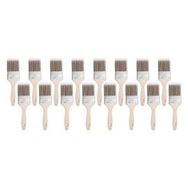 HARFINGTON 16pcs Paint Brushes 2.5" Flat Paint and Chip Brushes with Wooden Handle for DIY Paint Flat Art Furniture Fences Deck Wall Trim, Brown