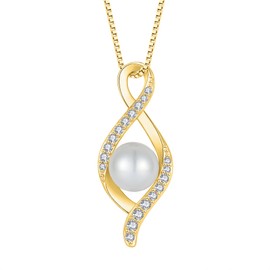Inpasne 18K Gold Plated Freshwater Pearl Necklace for Women 925 Sterling Silver Infinity Pendant Necklace Pearl Jewelry Gifts for Her