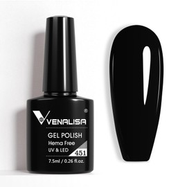 VENALISA Black Gel Nail Polish 1 Pcs Pure Black Color Gel Polish Soak Off UV Gel DIY at Home Manicure Salon Nail Art For Girls Women