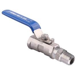 DERNORD 1PC Type Stainless Steel 1/4 Inch Ball Valve NPT Standard Port with Male Hex Nipple for Water, Oil, and Gas