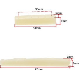 Armastuse Acoustic Guitar Bone Bridge Saddle and Nut - 2 Sets for 6 String Guitar - Cattle Bone (Unbleached)