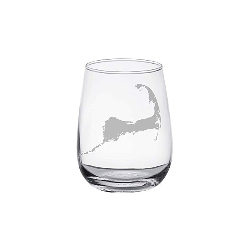 HullSpeed Designs Cape Cod Map - Stemless Wine Glasses Set