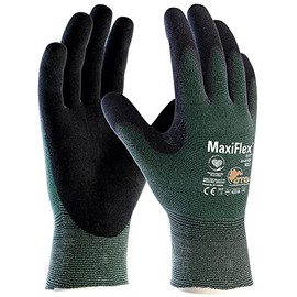 ATG 34-8743/11 (size 11 - XXL) level 3 MaxiFlex Cut Palm coated knitwrist nitrile cut protection gloves - green & black