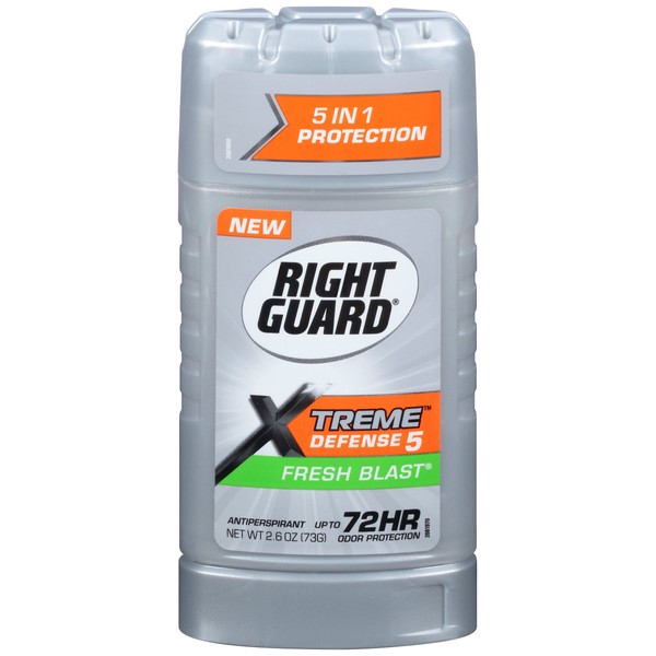 Right Guard Xtreme Defense 5 Anti-Perspirant & Deodorant, Fresh Blast 2.60 oz (Pack of 3)
