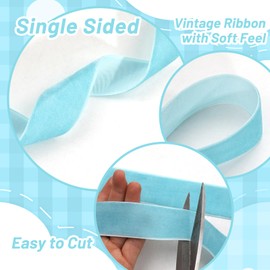 Light Blue Velvet Ribbon for Gift Wrapping Christmas Tree Decor,1"×30 Yards Vintage Velvet Christmas Ribbon Skinny Fabric Ribbon Trim for Hair Bows, Crafting, Wedding Invitations