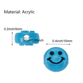 Smile Face Beads, 10mm Happy Face, Acrylic, Cute Spacer Beads, Necklace and Bracelet Making, Kandi Beads Charms, 100pcs (Luminous)