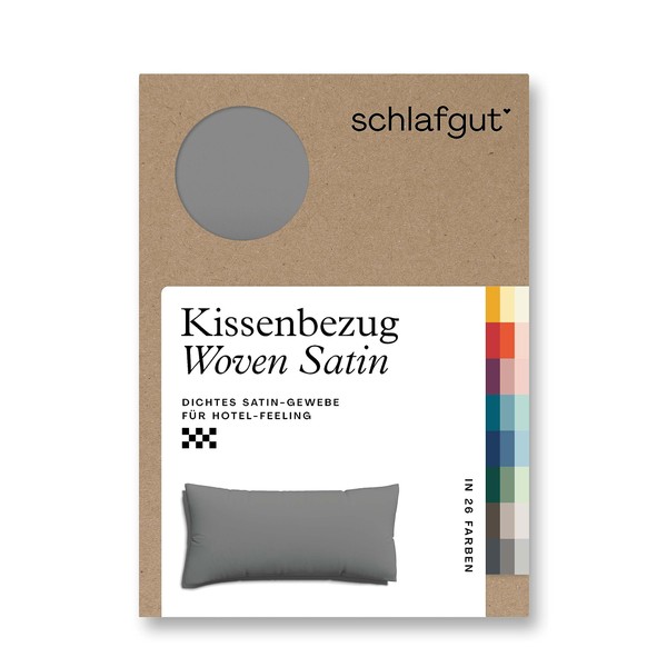 schlafgut Woven Satin Cushion Cover 40 x 80 cm Grey