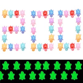 200 PCS Mini Resin Animals, Tiny Turtles 10 Colors, 0.6x0.8cm Glow in The Dark Tiny Resin Animals Figurines, DIY Crafts Cute Desk Decor for Kids, Party Favors, Home Deco