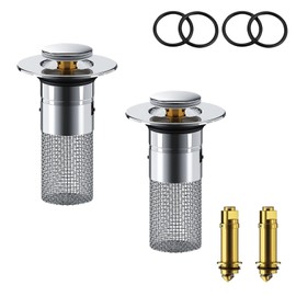 2 Stücke Abflussstopfen Waschbecken, Pop Up Waschbeckenstöpsel, Anti Clogging Spülbecken Stöpsel, Siebstopfen mit Haarsieb, Abflussstopfen Waschbecken für 34-40mm Abflussloch