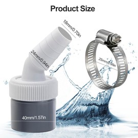 Washing Machine Drain Adapter, Dishwasher and Washing Machine Drain Adapter with Outlet for Pipe Diameter 40 mm and Input Diameter 18-24 mm for Washing Machine, Dishwasher, Dryer, Garden Hoses