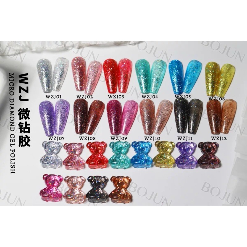 Obp Gama Gel Uv Semipermanente Esmalte Glitter Diamante 6pzs Obp