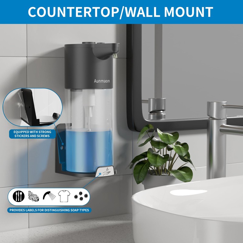 Automatic Soap Dispenser Touchless,Simple Physical Adjustment Hand Soap Dispenser,Low Battery