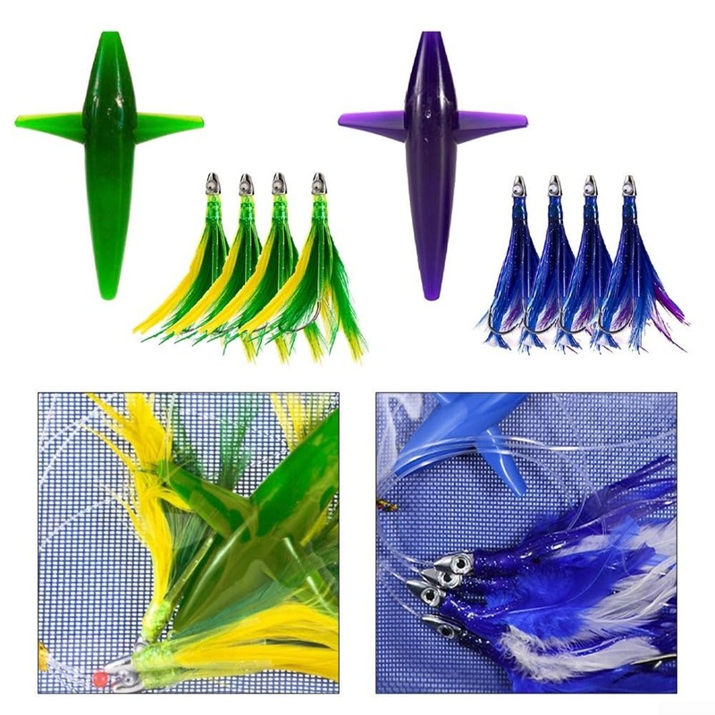 Feather Trolling Skirt Tuna Fishing Lure with Steel Hooks for