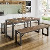 SHA CERLIN 3-Piece Dining Table Set with 2 Benches, Rustic