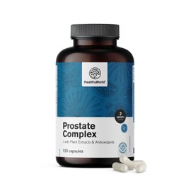 HealthyWorld® Prostate Complex - For Men - 120 Vegetable Capsules - With Pumpkin Seeds, Pomegranate, Nettle, Saw Palmetto, Vitamin E, Zinc and Selenium - Prostate Support