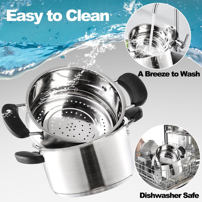 ZENFUN 1.8 Quart Stainless Steel Steamer Pot with Basket, Stock