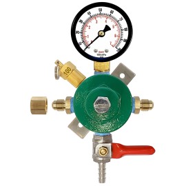 CHI COMPANY SECONDARY PASS-THRU REGULATOR - 1/4" BARB w/SO & CHK VLVE - 100:MFL GAUGES