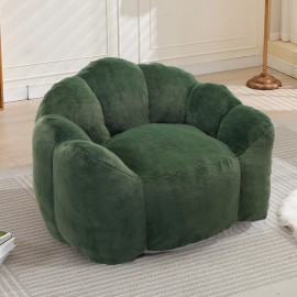 Modern Lotus Type Compression Sofa Bean Bag Foam Fill One Seat Extra Soft Comfort-Easy Move Installation for Living Room Bedroomsize: 110*100*68CM, color: Green
