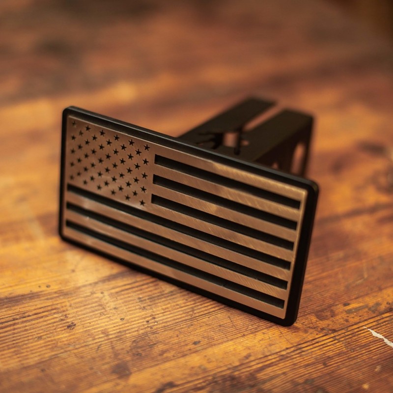 American Flag - Stainless - Trailer Hitch Cover