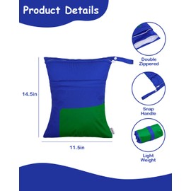 ALVABABY 2pcs Superior Waterproof Wet Dry Bags,Reusable Two Zippered Pockets, baby cloth diaper wet bags,Travel,Beach,Pool,Daycare,Soiled Baby Items,Yoga Gym Bag,wet bag for swimsuit LW3738A