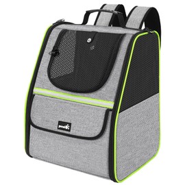 Pecute Cat Backpack Carrier for Travel & Hiking, Breathable Pet Carrier Backpack with Storage Pockets, Small Dog Carrier Bag for Outdoor Walking, Bike Riding, Vet Visits, Grey