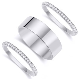 HEYOLL 3-Pack Oura Ring Stack Silver Stacking Rings for Oura Gen 4/Ouras Gen 3, Cubic Zirconia Diamond Oura Ring Accessories Jewelry Gift for Women Size 6