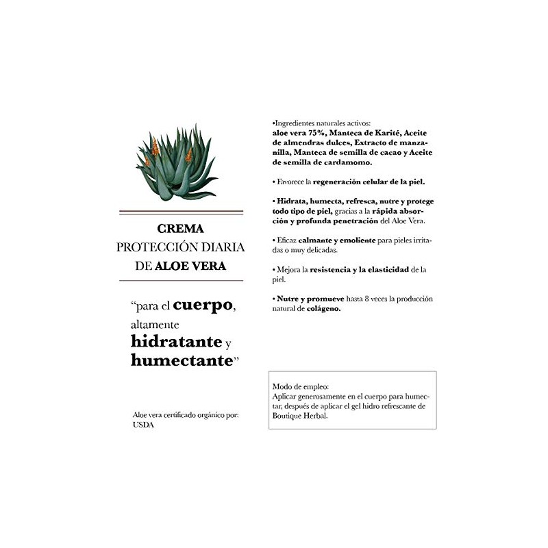 CREMA PROTECCIÓN DIARIA 75% ALOE VERA ORGÁNICO