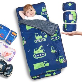 PRIMLECT Nap Mat- Toddler Nap Mat with Pillow & Fleece Blanket- 55''*35''*2'' Nap Mat for Toddlers- Nap Mats for Preschool, Daycare(