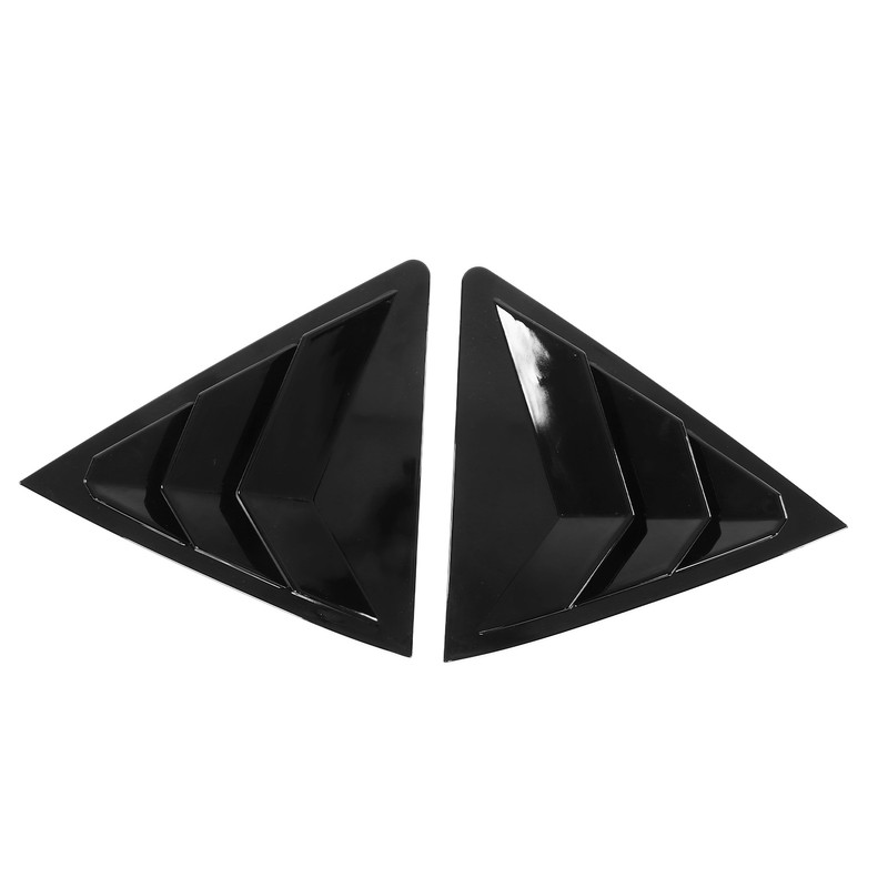 2pcs Gloss Black Rear Side Window Louvers Trim Air Vent