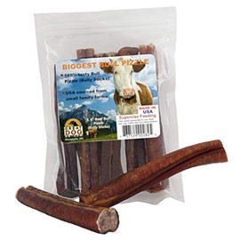 Great Dog Biggest Bull Pizzle - 5, 6 Inch Bully Sticks - Sourced and Made in USA Only,Beef Bully Sticks for Dogs, Beef Pizzle for Dogs, Bull Pizzle for Dogs, Bull Pizzle,Beef Bully Sticks